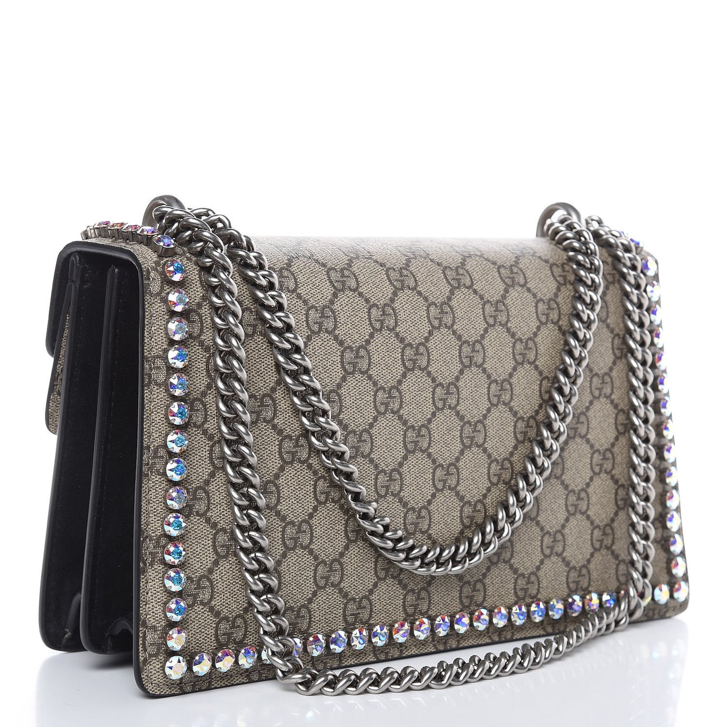 GG Supreme Monogram Crystal Small Dionysus Shoulder Bag Black