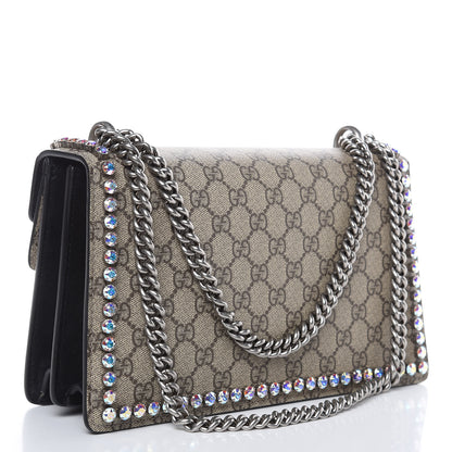 Gucci GG Supreme Monogram Crystal Small Dionysus Shoulder Bag Black 3 of 12
