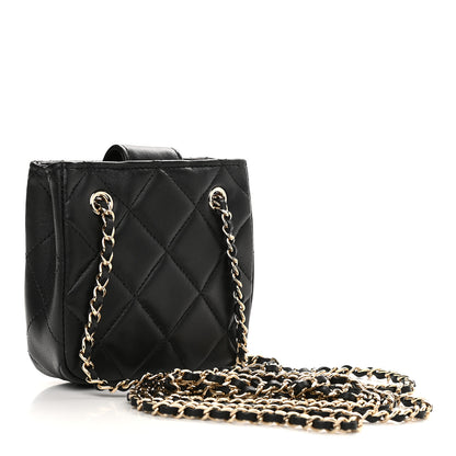 Chanel Lambskin Quilted Tiny Shopping Clutch With Chain Black 3 of 9