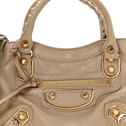 Balenciaga Chevre Gold Metallic Edge Hardware Mini City Beige Latte 9 of 11