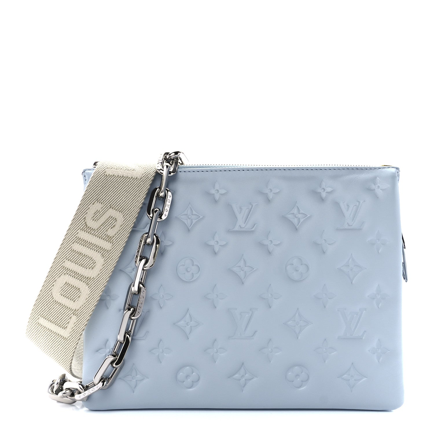 Louis Vuitton Lambskin Embossed Monogram Coussin PM Ice Blue 1 of 11