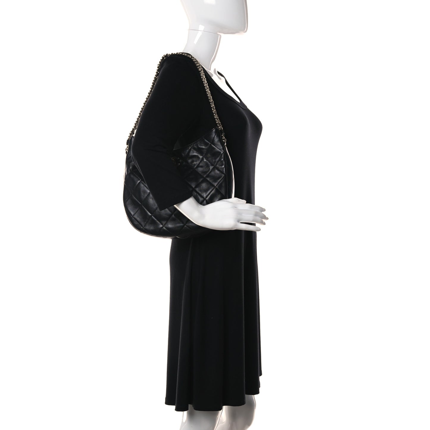 Lambskin Quilted CC Links Hobo Black