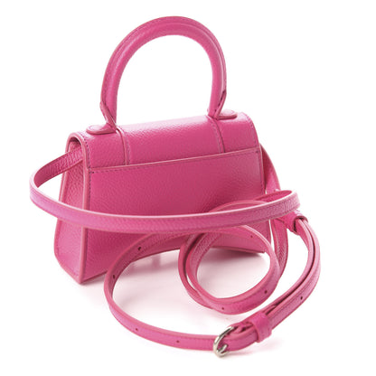 Balenciaga Grained Calfskin Tonal B Hourglass Top Handle Bag Mini Fuchsia 3 of 9