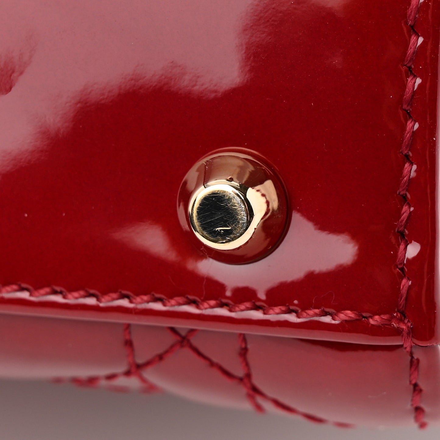 Patent Cannage Mini Lady Dior Red