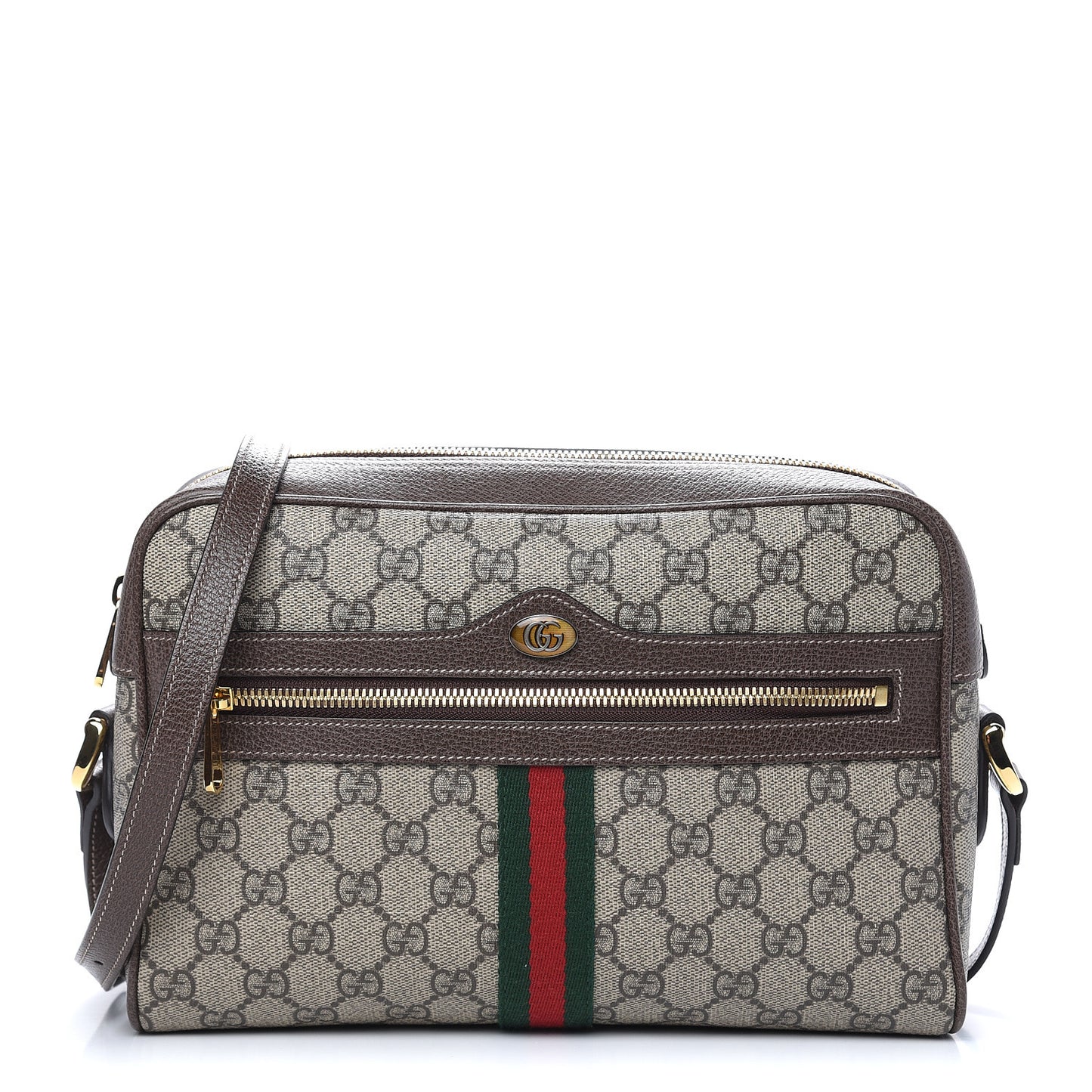 GG Supreme Monogram Web Small Ophidia Shoulder Bag Brown