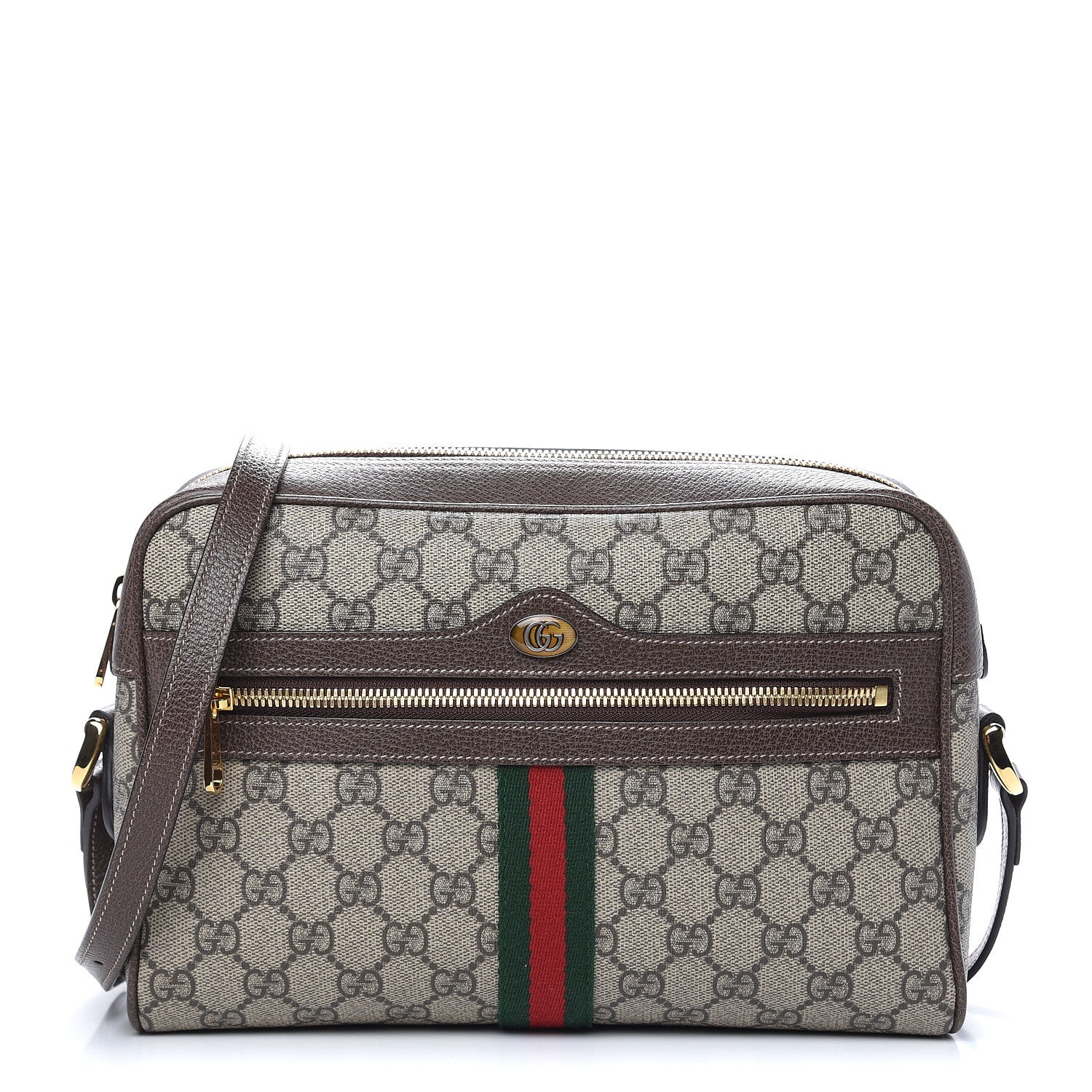 Gucci GG Supreme Monogram Web Small Ophidia Shoulder Bag Brown 1 of 9
