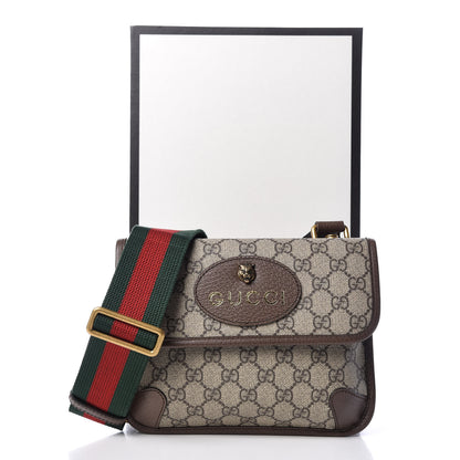 Gucci GG Supreme Monogram Web Small Neo Vintage Double Flap Messenger Bag Beige New Acero 12 of 12