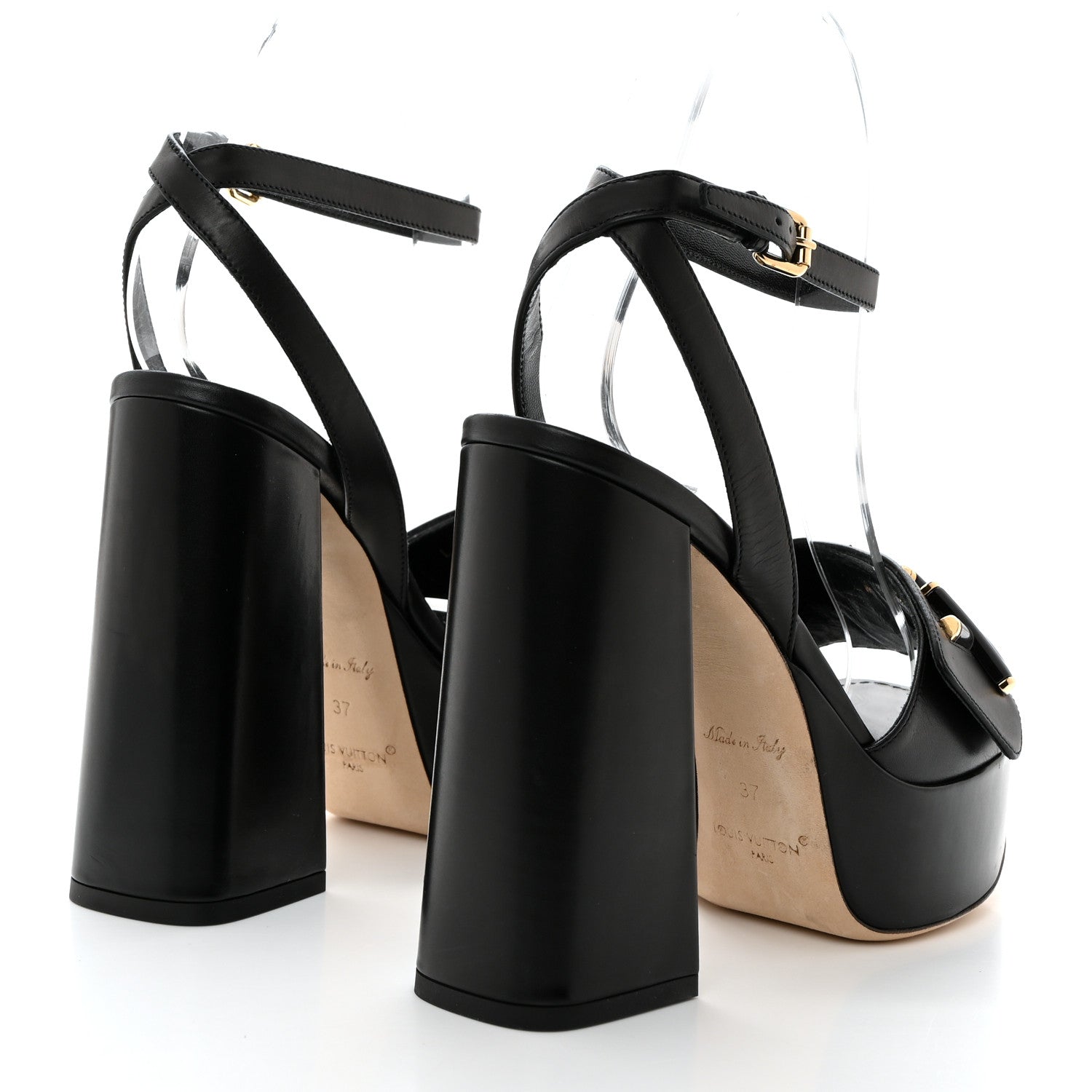 Louis Vuitton Calfskin Shake Platform Sandal 37 Black 4 of 9