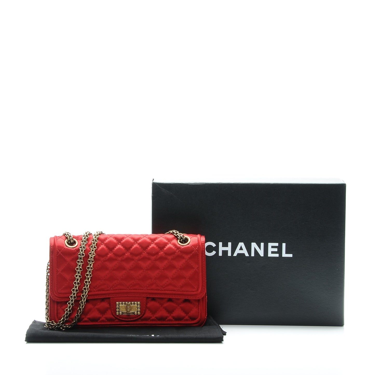 Satin Quilted 2.55 Reissue 225 Double Flap Red