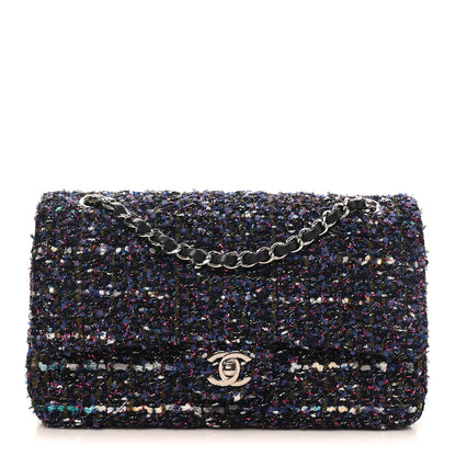 Chanel Tweed Quilted Medium Double Flap Blue Purple Khaki Pink 1 of 10