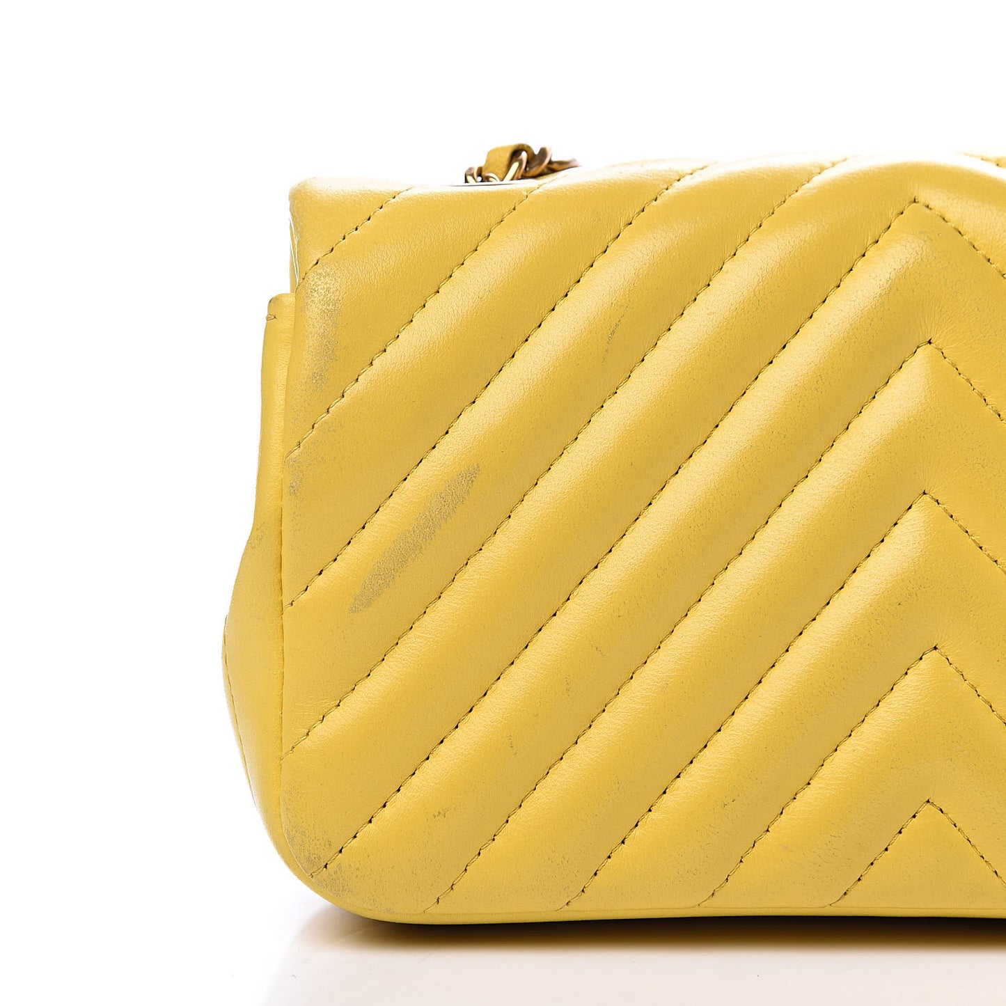 Lambskin Chevron Quilted Extra Mini Rectangular Flap Yellow