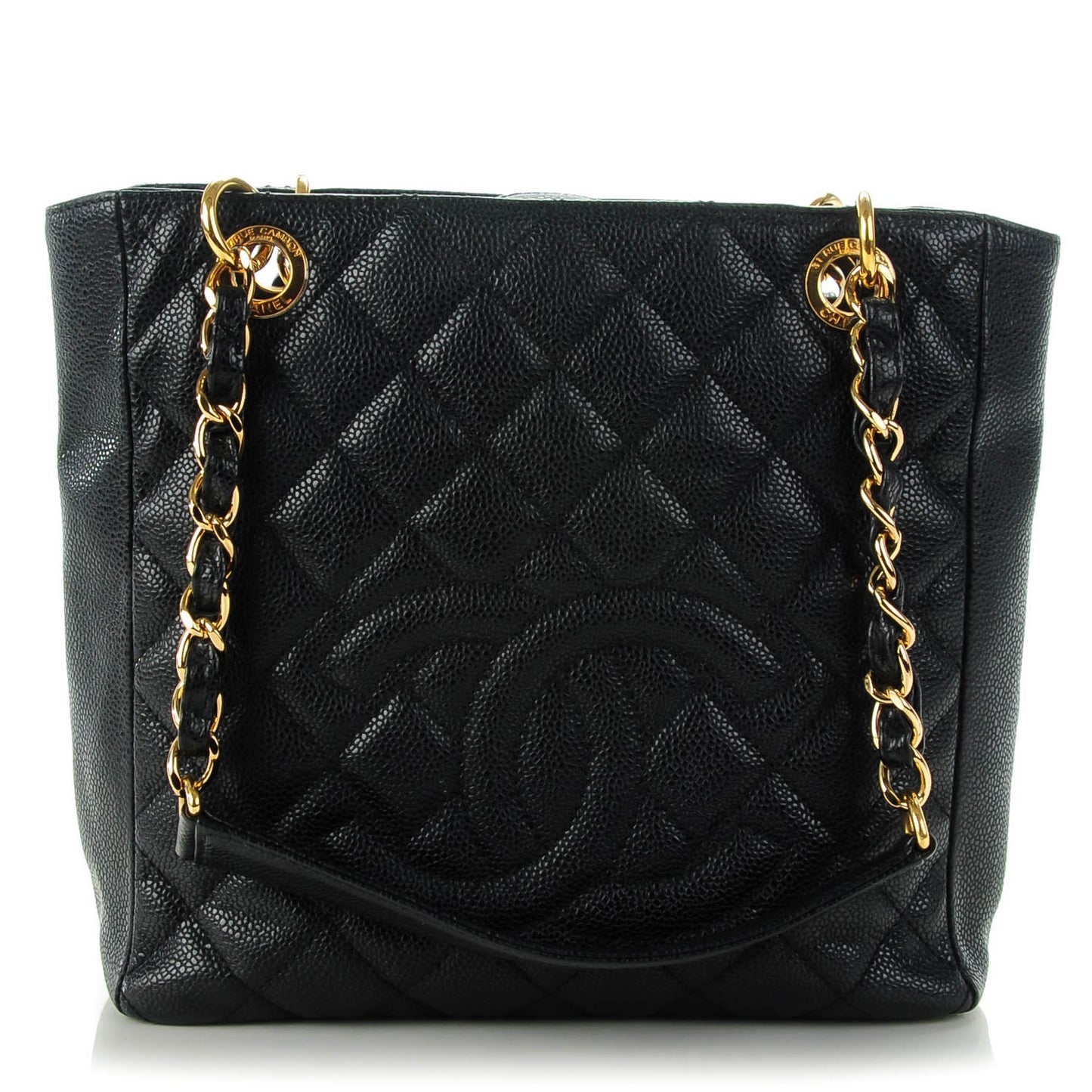 Caviar Quilted Petit Shopping Tote PST Black