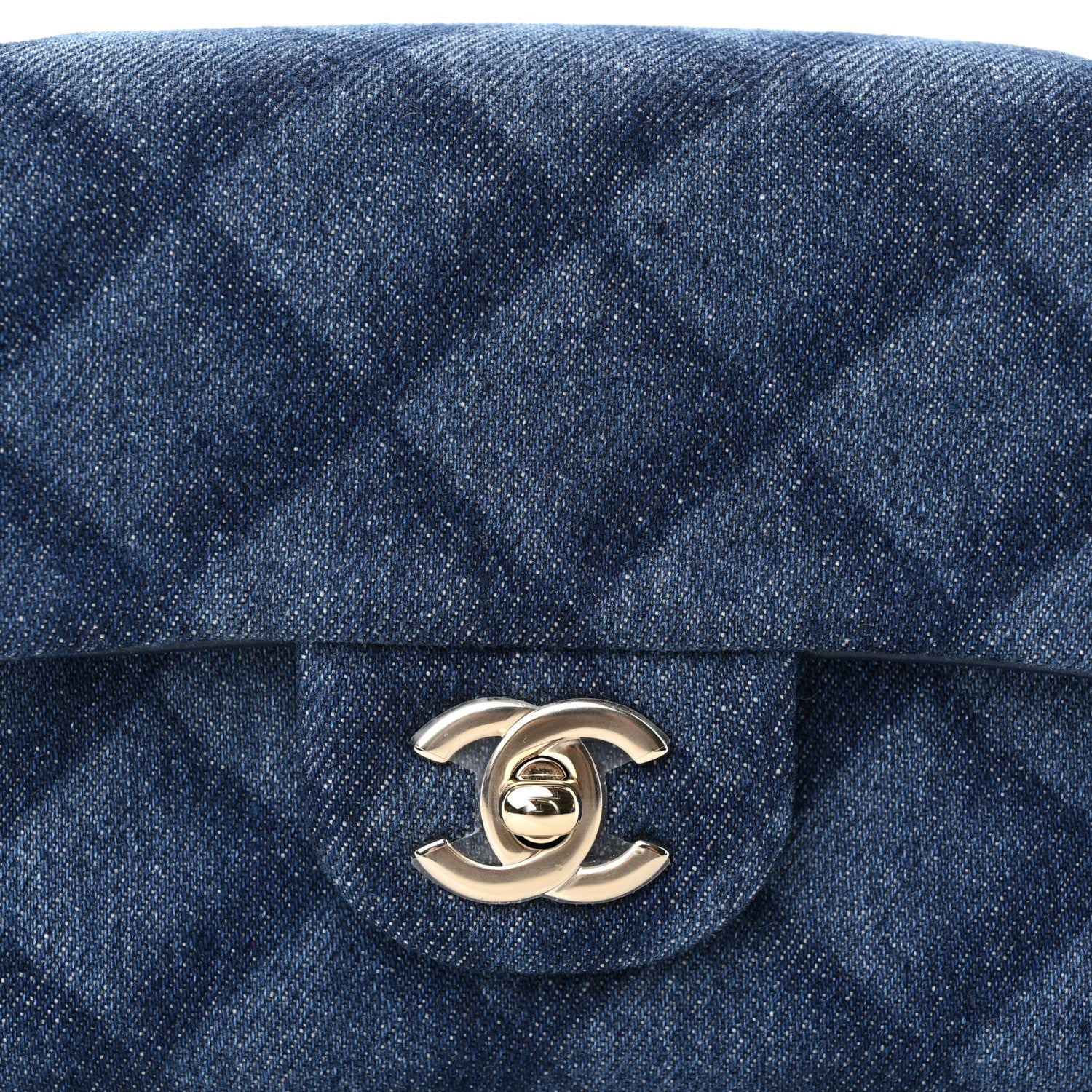 Chanel Printed Denim Quilted Mini Rectangular Flap Dark Blue 8 of 12
