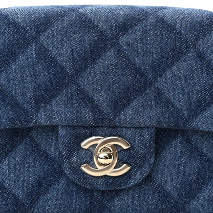 Chanel Printed Denim Quilted Mini Rectangular Flap Dark Blue 8 of 12