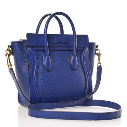 Celine Drummed Calfskin Nano Luggage Indigo 3 of 14