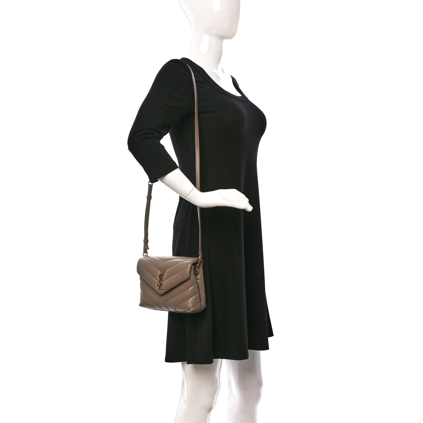 Calfskin Y Quilted Monogram Toy Loulou Crossbody Bag Dark Beige