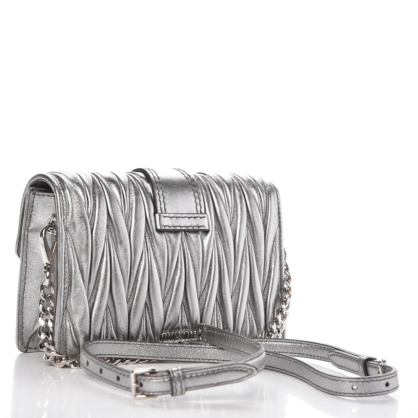 Nappa Matelasse Crystal Embellished Lady Crossbody Cromo