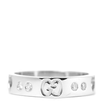 Gucci 18K White Gold Diamond Amor Icon Thin Band Ring 48 4.5 1 of 6