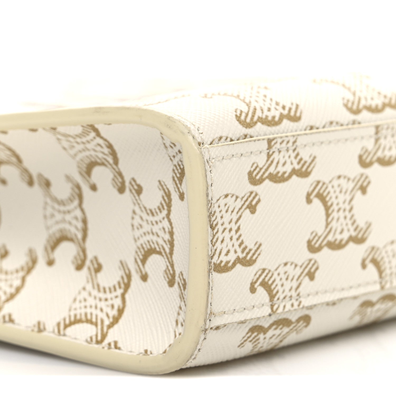 Celine Triomphe Canvas Calfskin Mini Vertical Cabas White 8 of 9