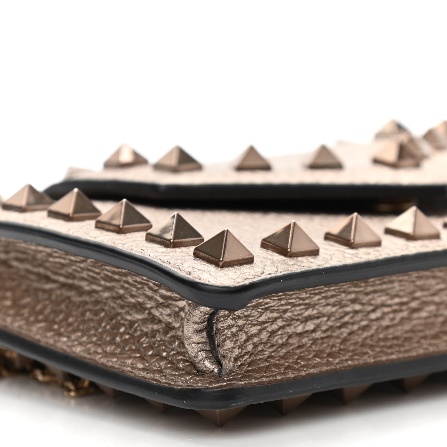 Valentino Garavani Metallic Pebbled Calfskin Rockstud Phone Case With Chain Sasso 8 of 9