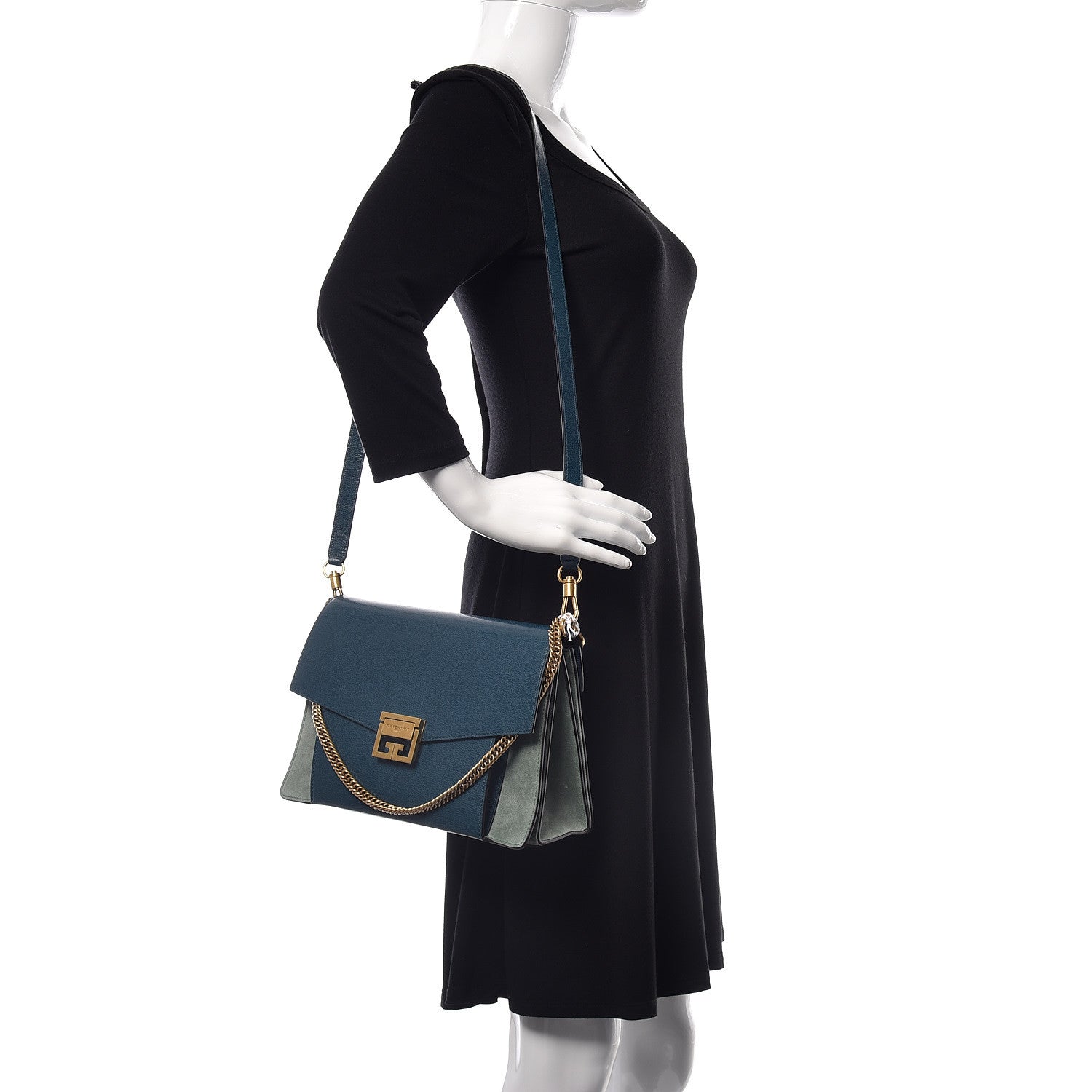 Givenchy Goatskin Suede Medium GV3 Flap Blue Pistachio 2 of 8