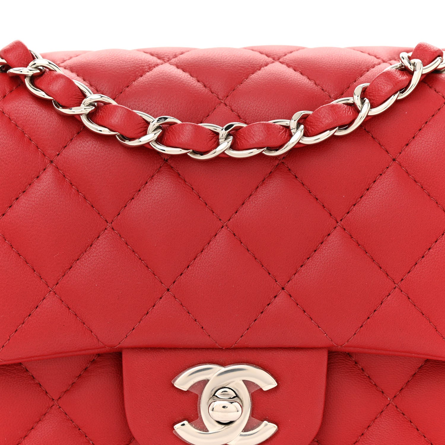 Chanel Lambskin Quilted Mini Square Flap Red 8 of 10