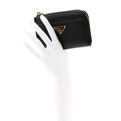 Prada Saffiano Triangle Zip Around Keychain Black 2 of 7