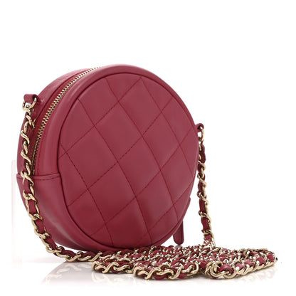 Chanel Lambskin Quilted Round Clutch With Chain Pink 3 of 10