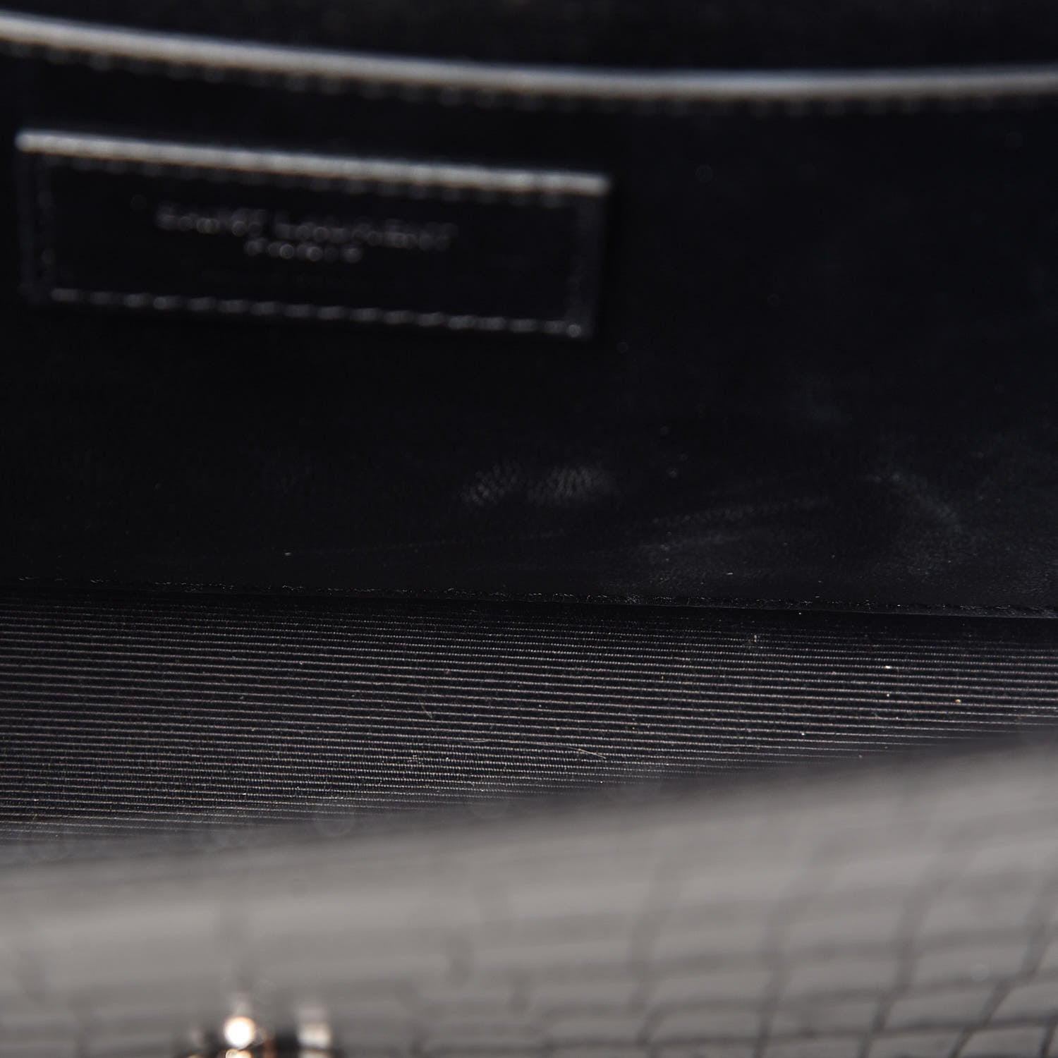 Saint Laurent Calfskin Crocodile Embossed Medium Classic Monogram Kate Tassel Satchel Black 8 of 13