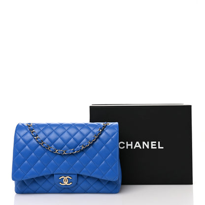 Chanel Lambskin Quilted Maxi Double Flap Blue Blue 11 of 11