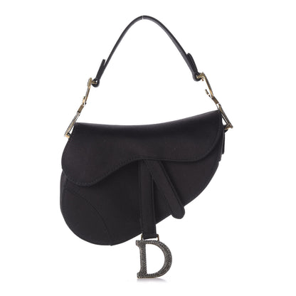 Christian Dior Satin Crystal Mini Saddle Bag Black 1 of 8