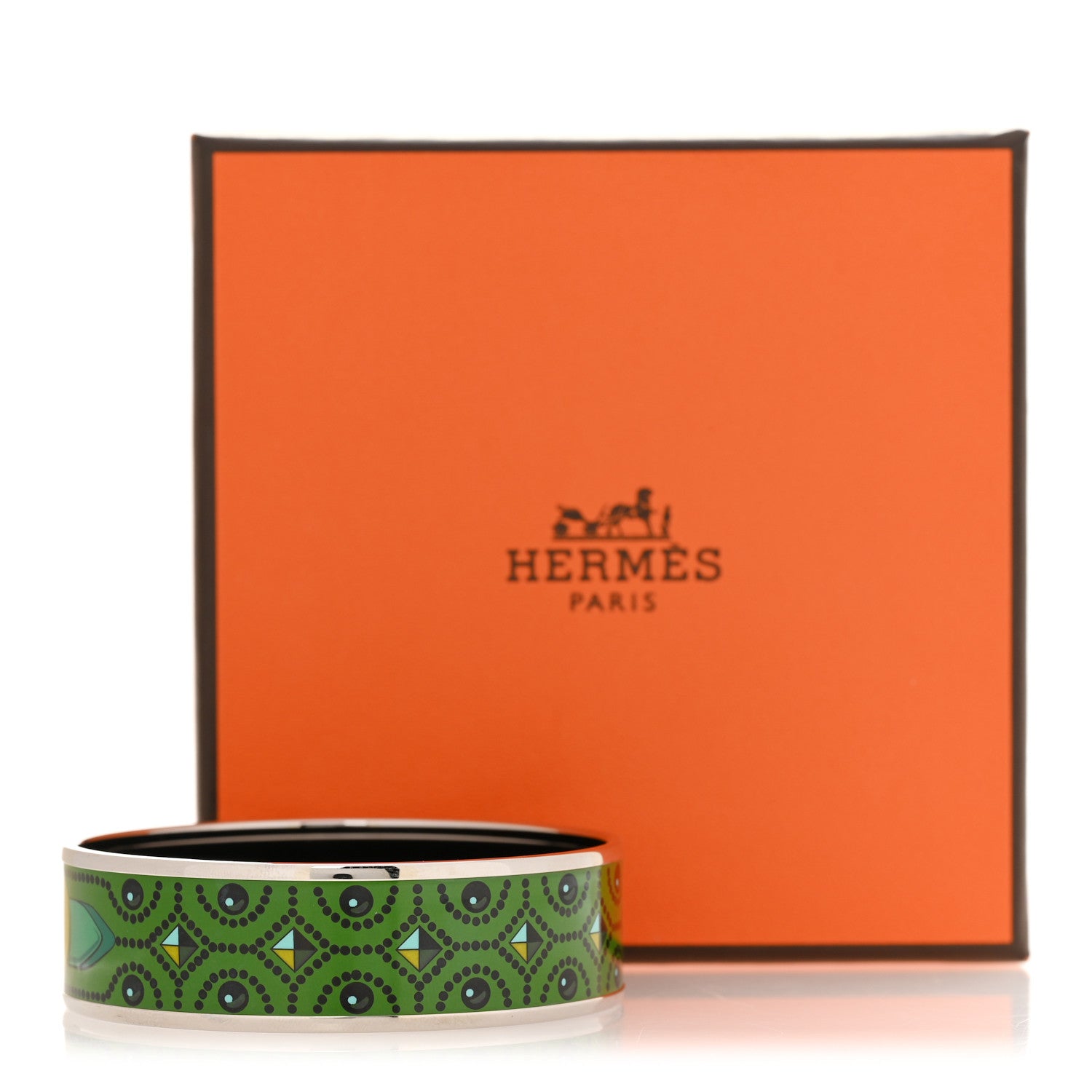 プレート　（エルメス） Hermes Enamel Printed Colliers de Chiens Wide Bracelet 65 1829187