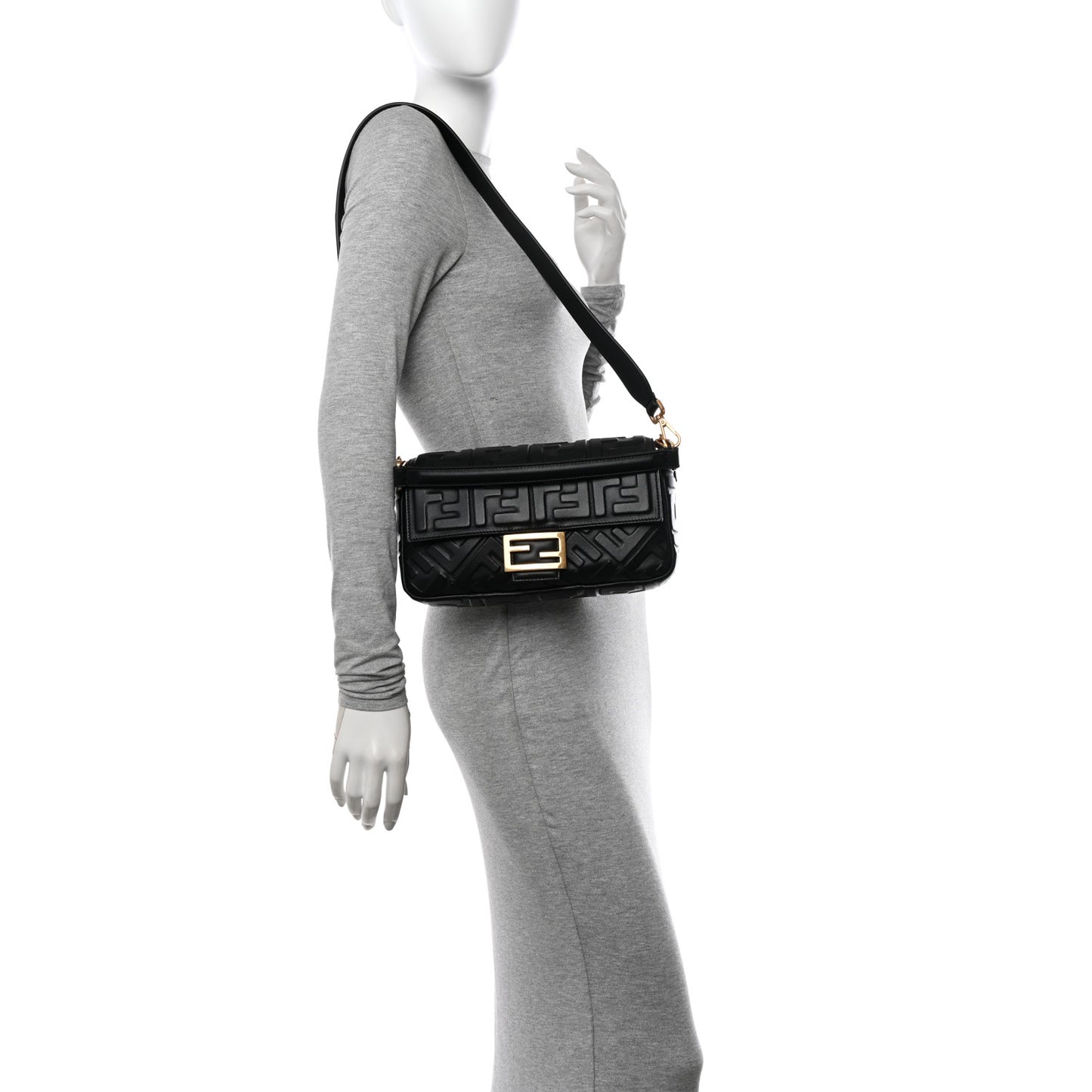 Nappa FF 1974 Embossed Baguette Black