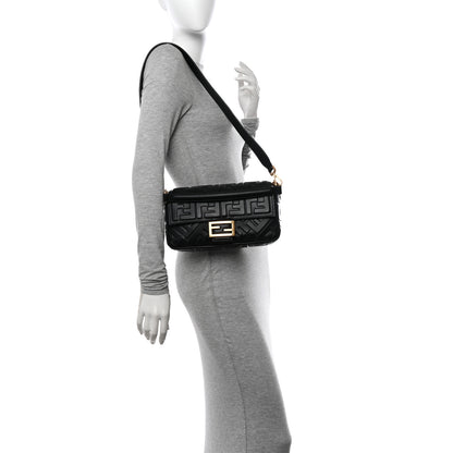 Fendi Nappa FF 1974 Embossed Baguette Black 2 of 11