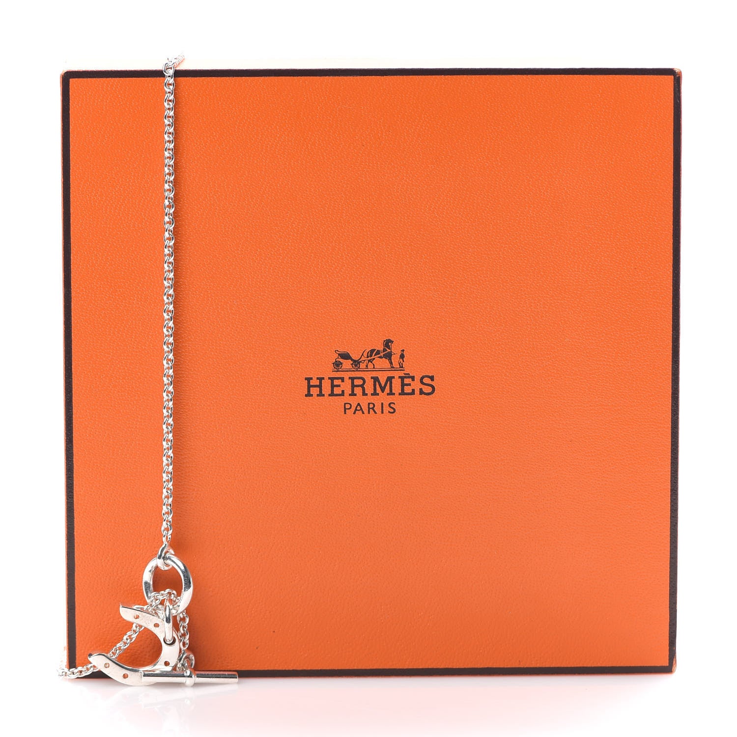 Hermes Sterling Silver Horseshoe Toggle Necklace 5 of 5
