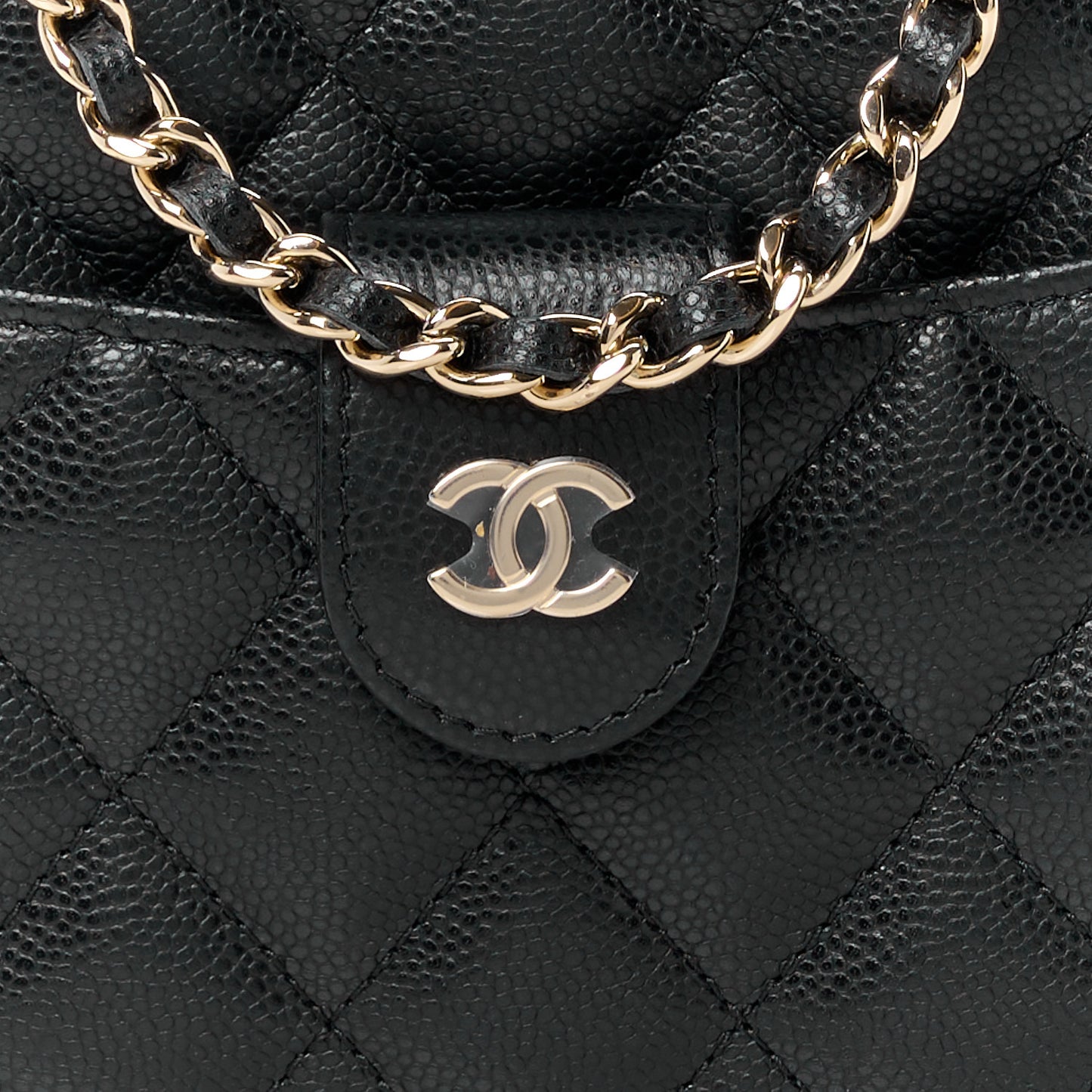 Caviar Quilted Chain Camera Bag Black
