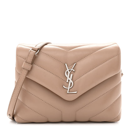 Saint Laurent Calfskin Y Quilted Monogram Toy Loulou Crossbody Bag Gold Sand 1 of 10