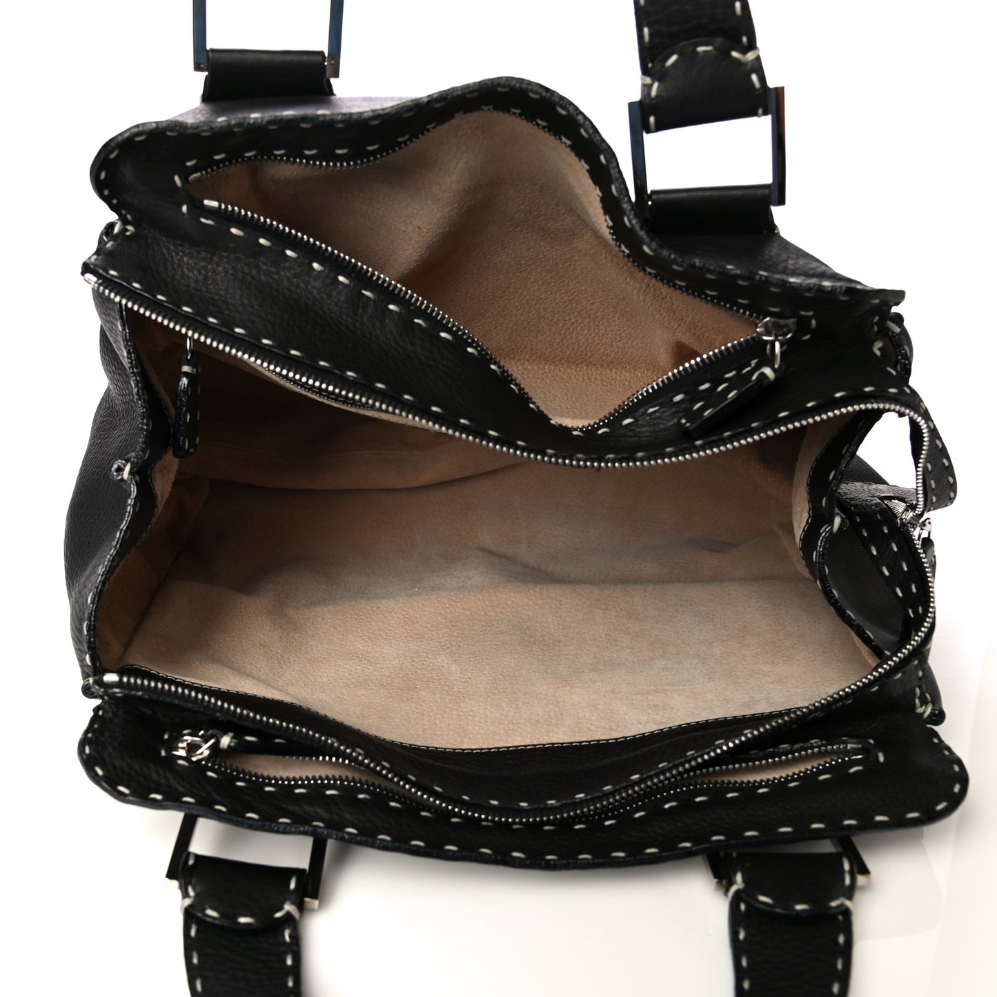 Calfskin Romano Selleria Satchel Black