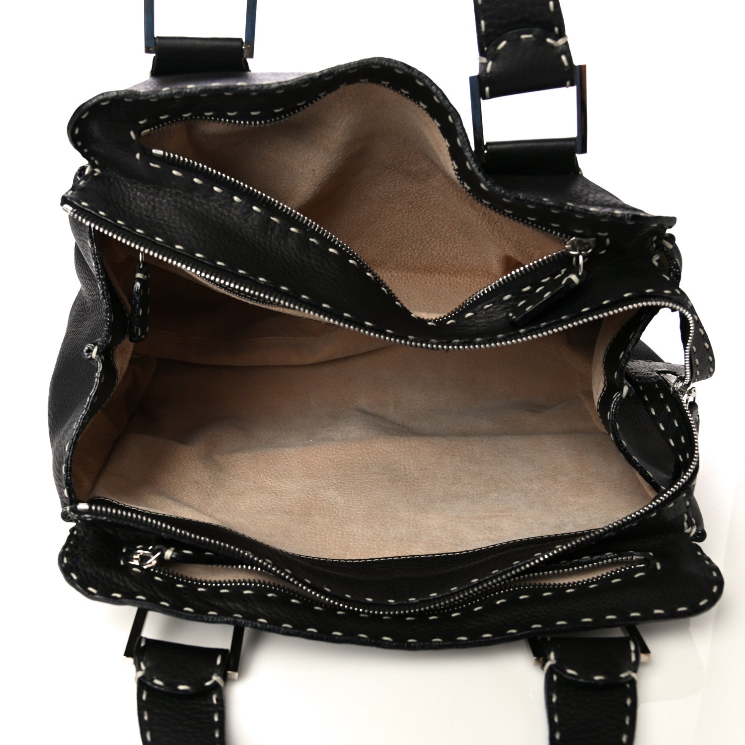Fendi Calfskin Romano Selleria Satchel Black 6 of 8
