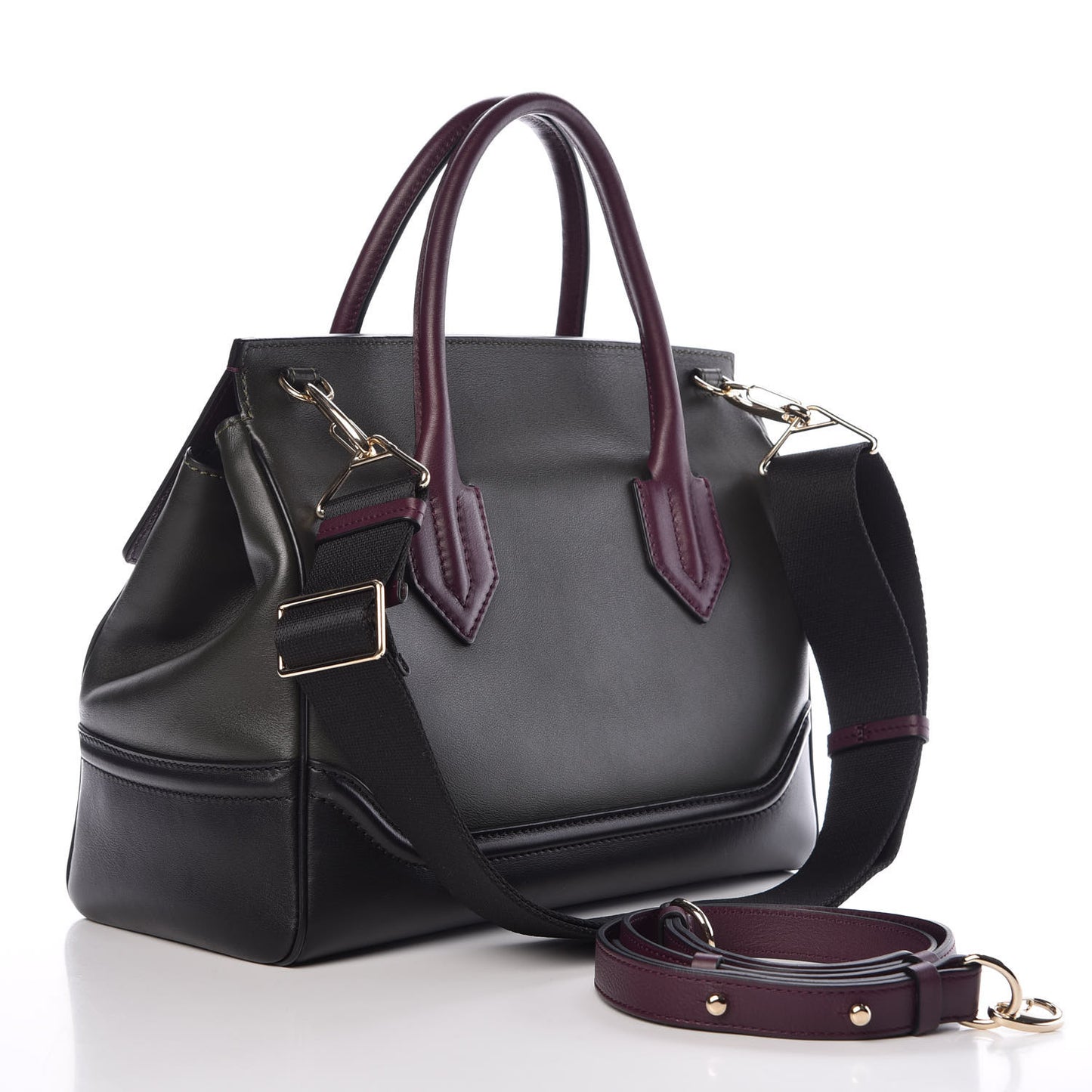 Vitello Large Palazzo Empire Bag Burgundy Army Black