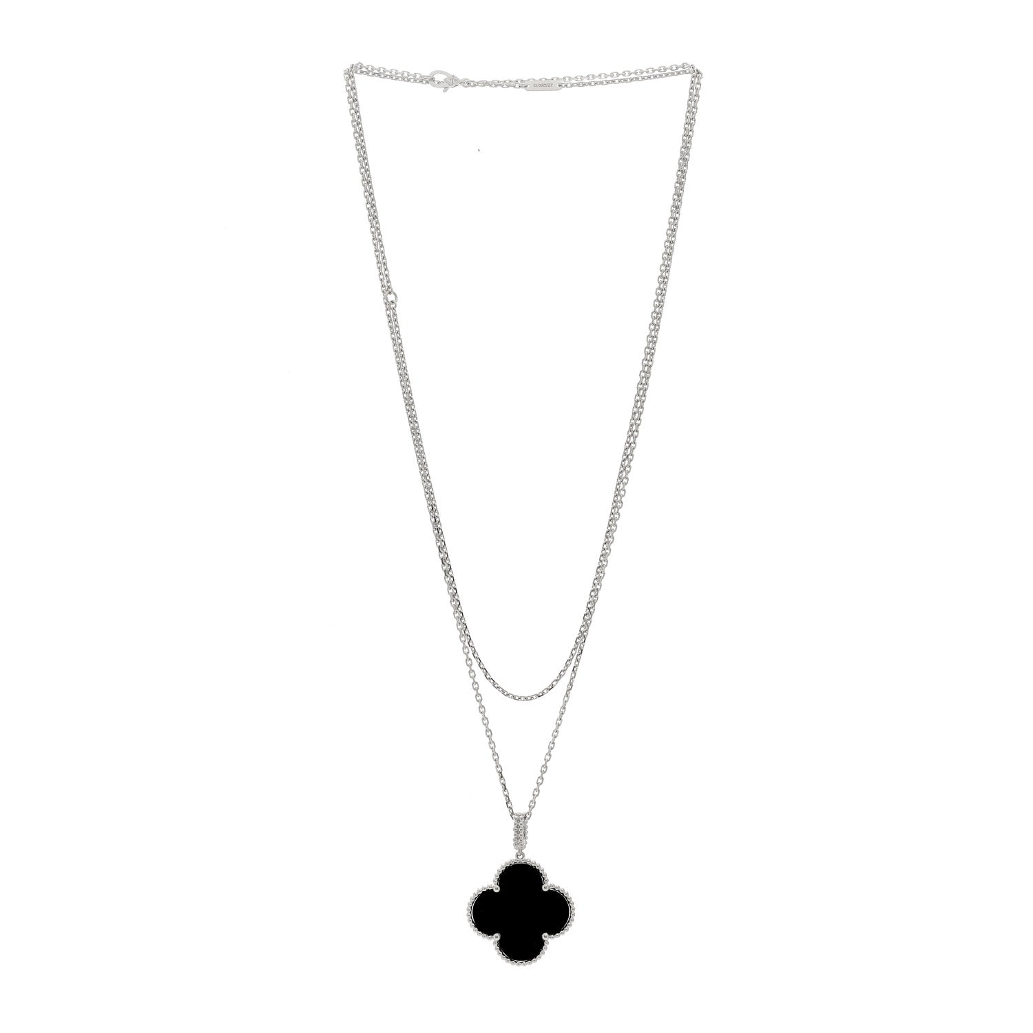 Van Cleef & Arpels 18K White Gold Black Onyx Magic Alhambra Pendant Necklace 2 of 4