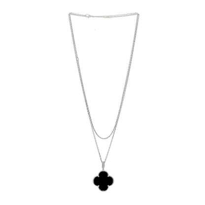 Van Cleef & Arpels 18K White Gold Black Onyx Magic Alhambra Pendant Necklace 2 of 4