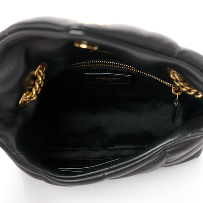 Saint Laurent Lambskin Quilted Toy Loulou Puffer Monogram Chain Satchel Black 5 of 12