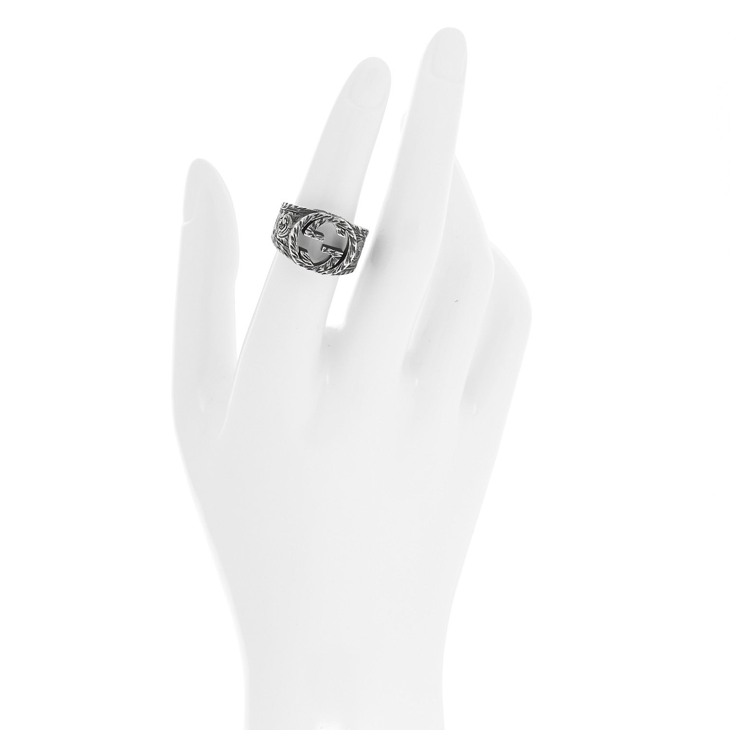 Gucci Sterling Silver Interlocking GG Signet Ring 53 6.25 2 of 5