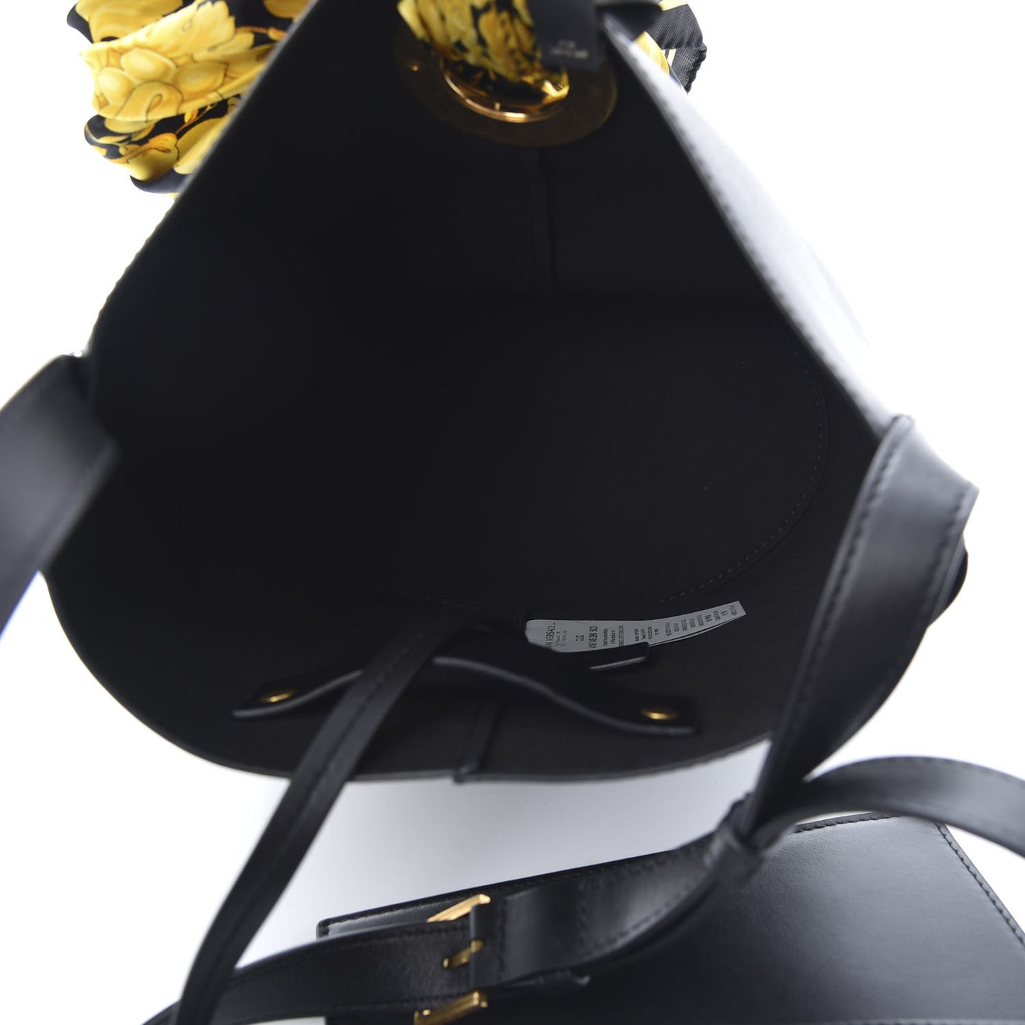 Calfskin Barocco Scarf Bucket Bag Black