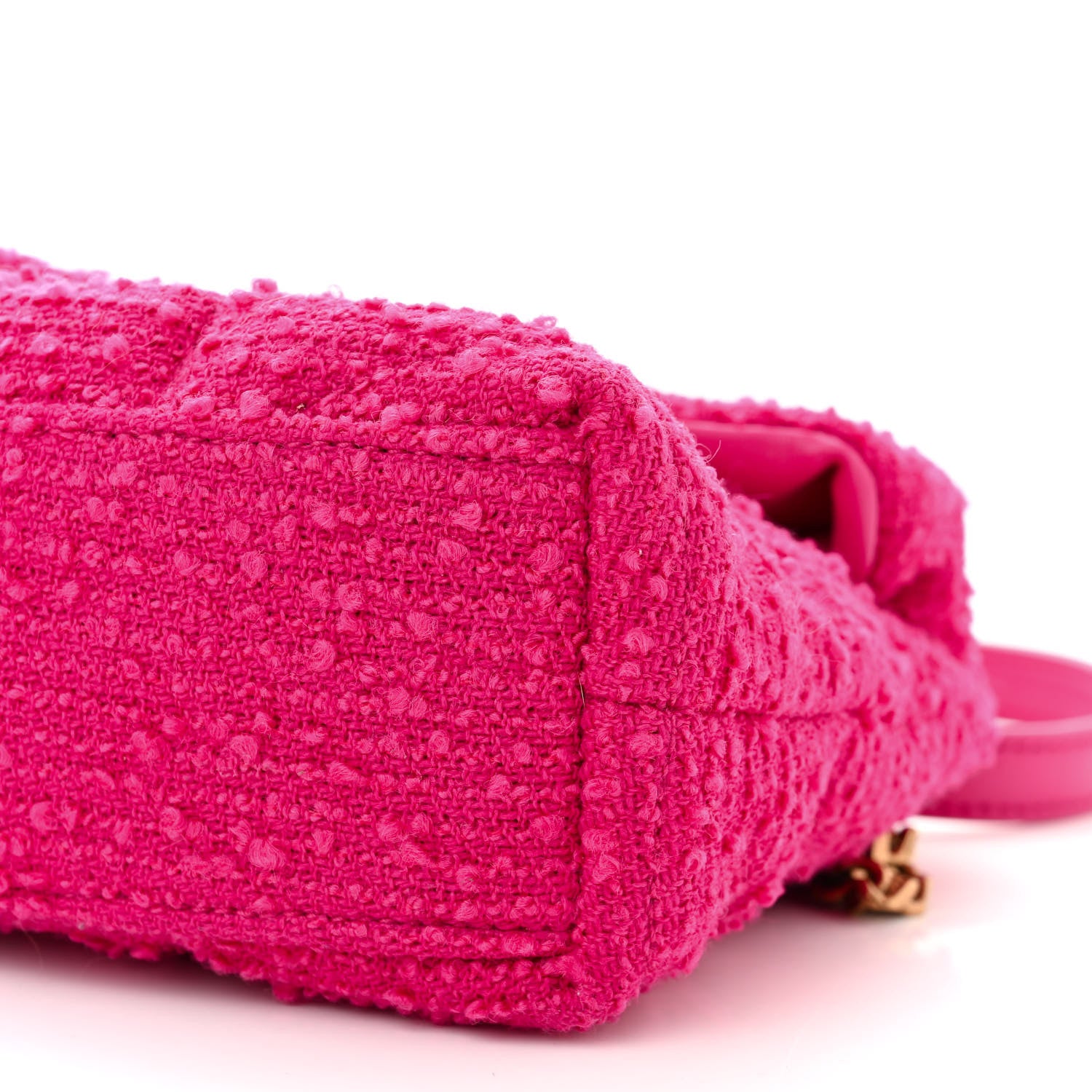 Saint Laurent SAINT LAURENT Boucle Tweed Quilted Toy Loulou Puffer Monogram Chain Satchel Magenta 10 of 11