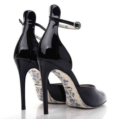Gucci Patent Daisy Ankle Strap d'Orsay 105 Pumps 36 Black 4 of 10