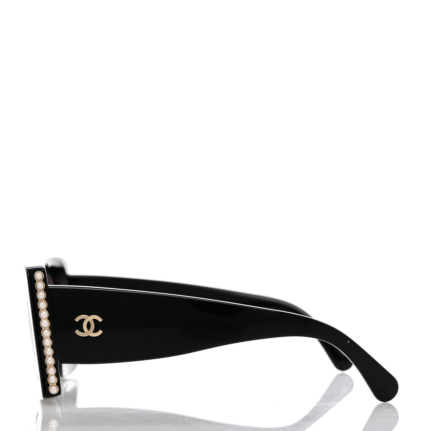 Acetate Pearl Rectangle Sunglasses 5480-H Black