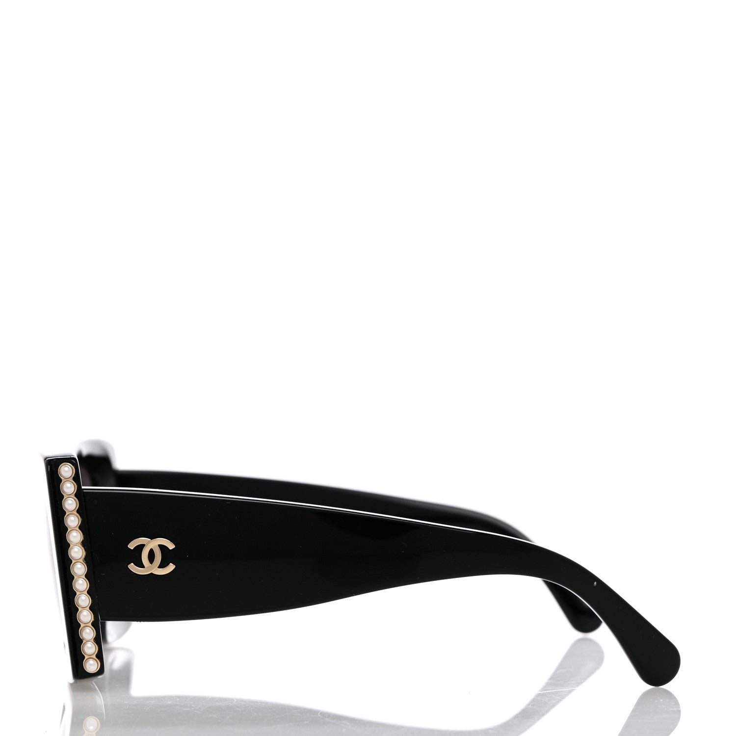 Chanel Acetate Pearl Rectangle Sunglasses 5480-H Black 3 of 8