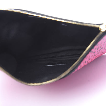 Saint Laurent Calfskin Baby Cat Print Medium Zip Clutch Hot Pink 5 of 14
